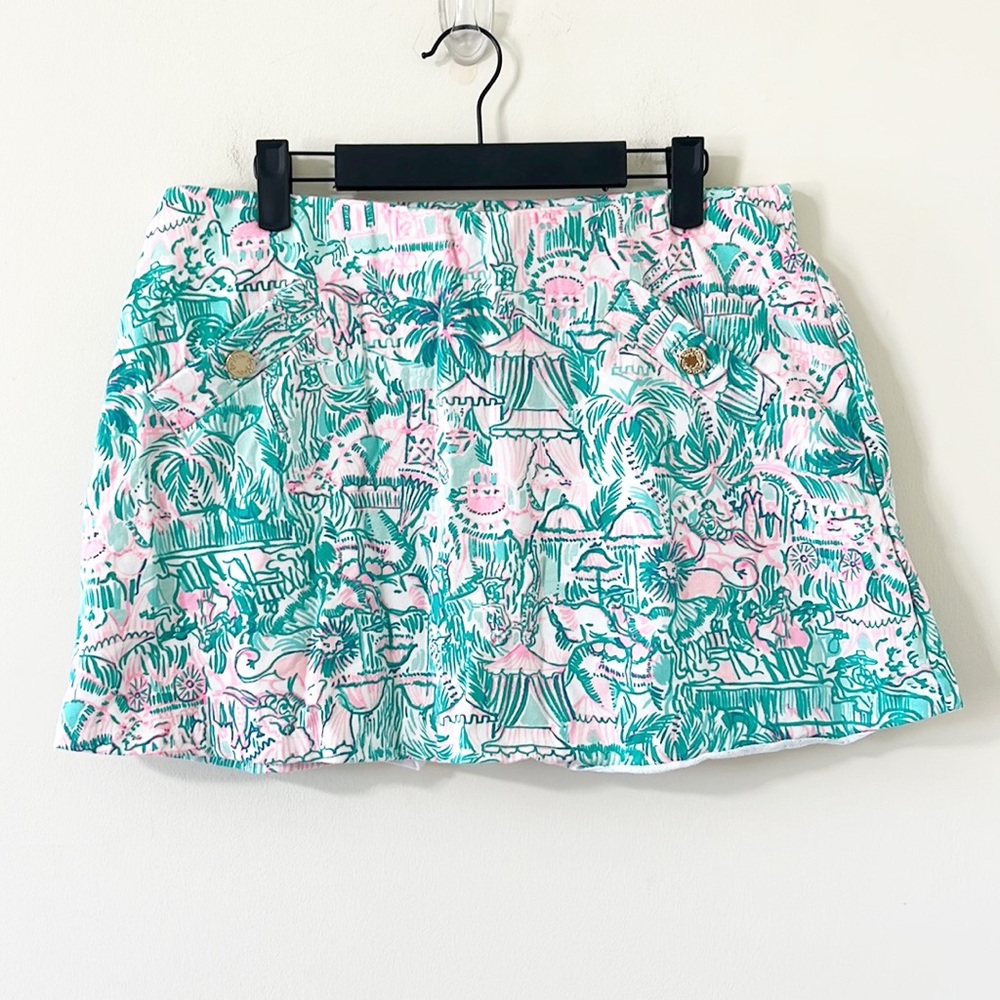 Lilly Pulitzer Madison Skort Bright Agate Green Colorful Camelflage Size Large - Picture 2 of 12